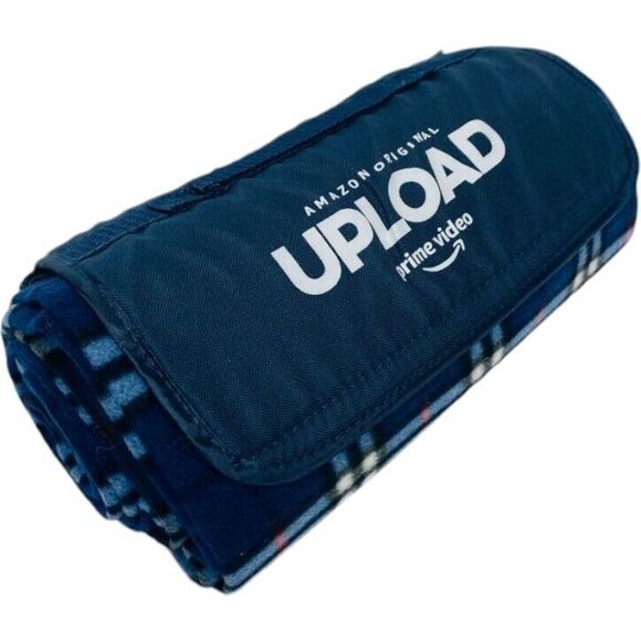 Outdoor Roll up Blue Plaid Waterproof Picnic Blanket Promo Upload Amazon Prime - Picture 1 of 4
